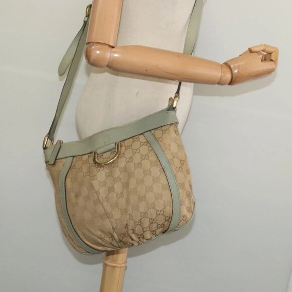GUCCI GG Canvas Shoulder Bag Beige Gold - Picture 1 of 16